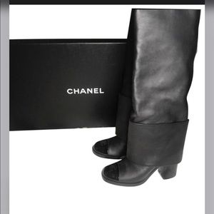 ISO-Black Leather Patent tall short fold over boot